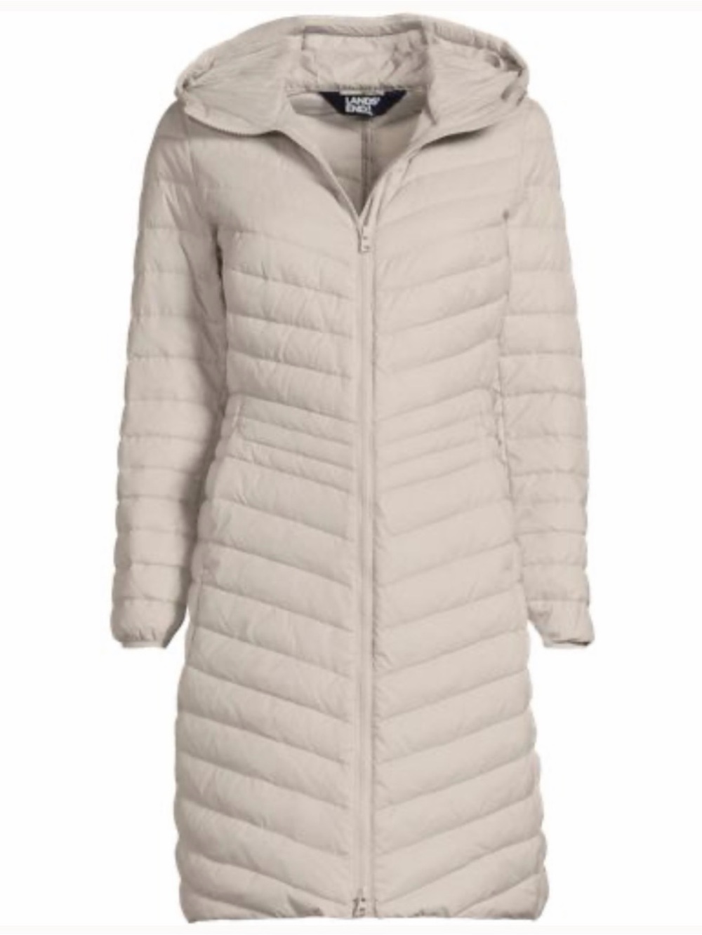 Lands’ End Women's Wanderweight Packable Down Coat - Large Dusk Grey